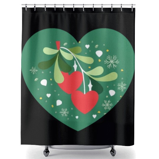 Mistletoe Hearts Shower Curtains