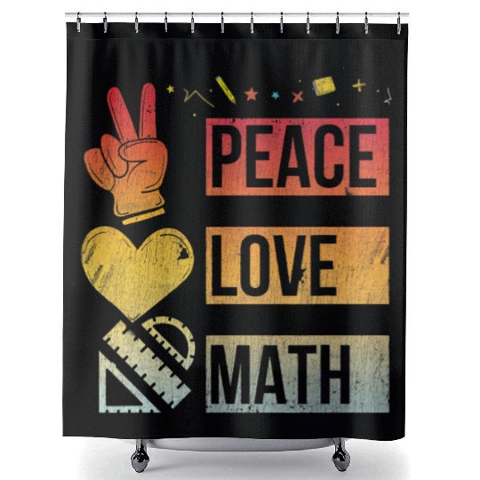 Math Teacher Peace Love Math Vintage Mathematic Shower Curtains