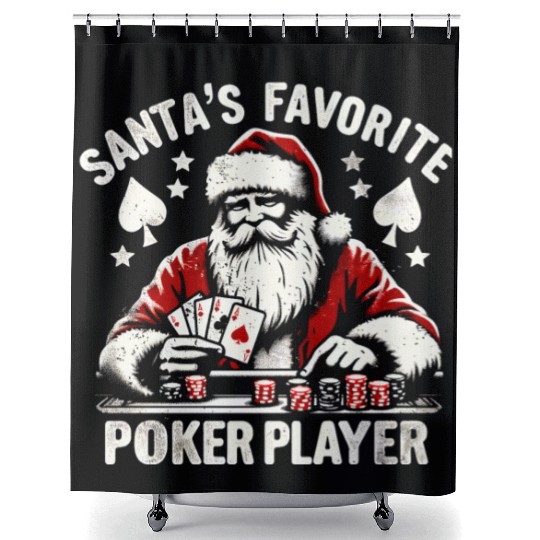 Xmas Santa Claus Poker Player Shower Curtains