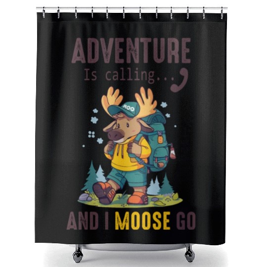Adventure Is Calling Youth Cute Moose Shower Curtains