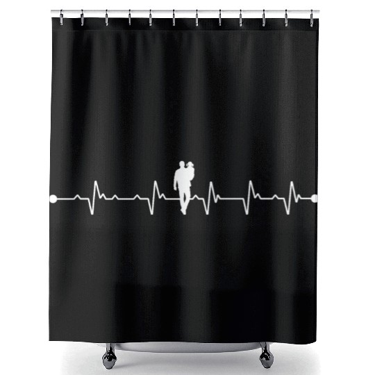 Heartbeat dad daughter Shower Curtains