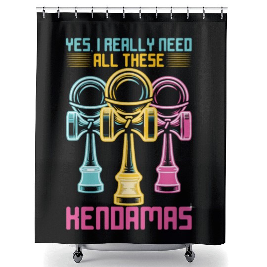 Kendama Retro 80s Vaporwave Kendama Shower Curtains