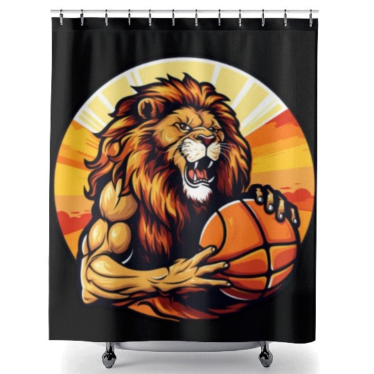 Basketball lion Shower Curtains