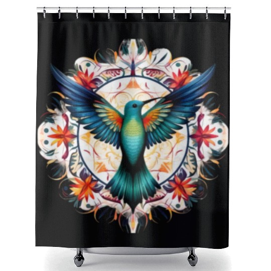 Hummingbird Mandala Art Shower Curtains