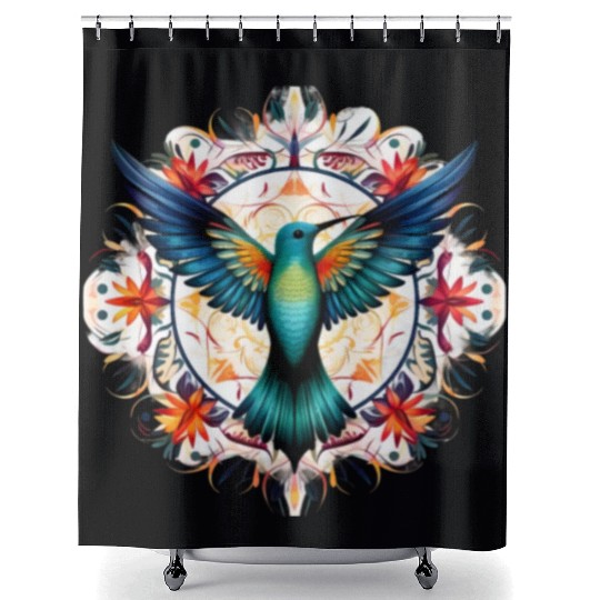 Hummingbird Mandala Art Shower Curtains