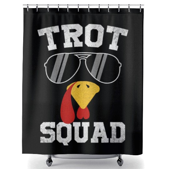 Running Turkey Sunglasses Trot Squad Thanksgiving Shower Curtains