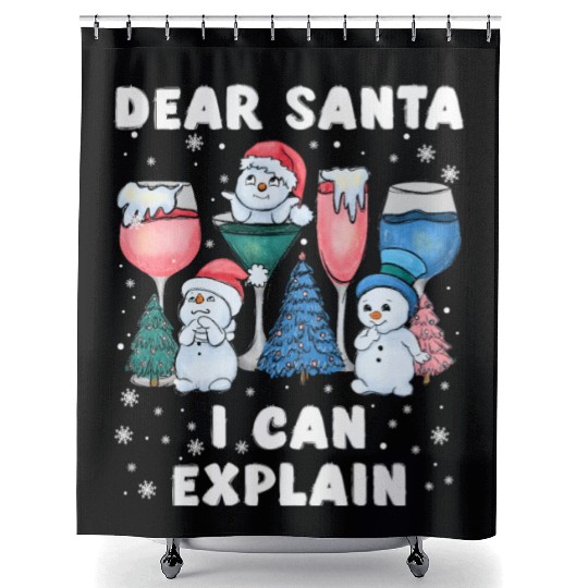 Schneemann Dear Santa I can Explain Funny Shower Curtains
