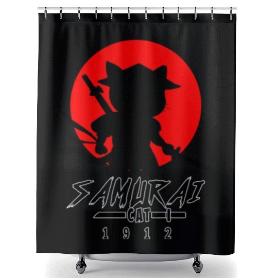 Samurai Cat Shower Curtains