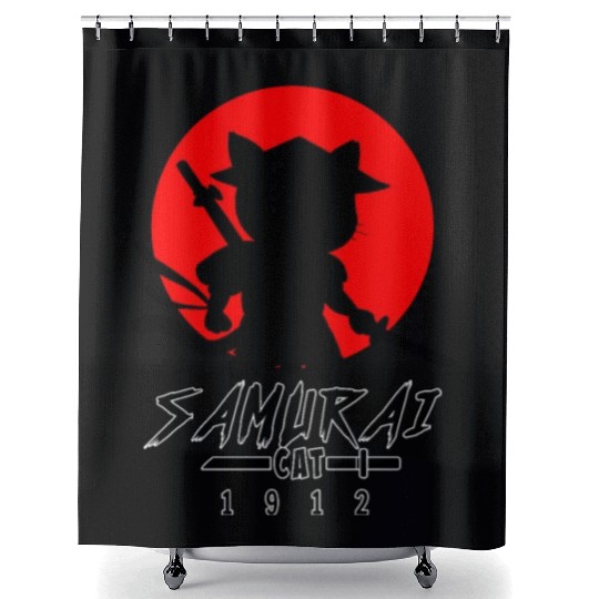 Samurai Cat Shower Curtains
