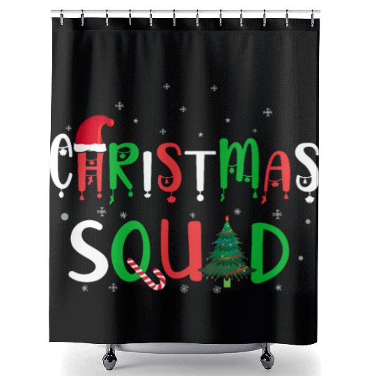 Candy Cane Christmas Squad Santa Claus Winter Shower Curtains