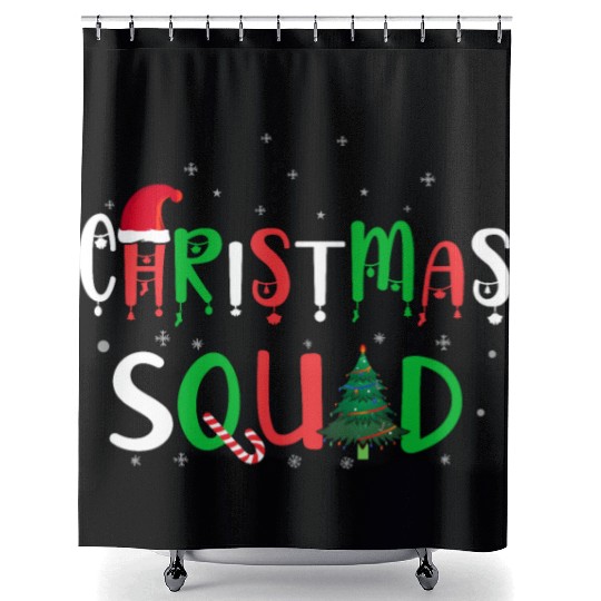 Candy Cane Christmas Squad Santa Claus Winter Shower Curtains