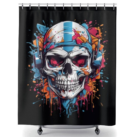 Skull Givin' Raspberry Dk Shower Curtains