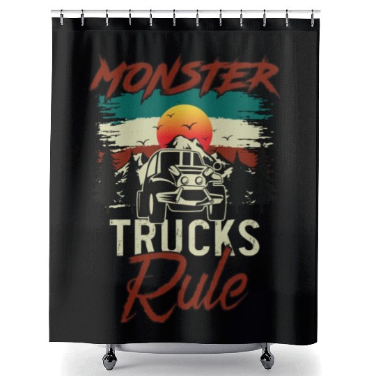 Monster Trucks And Mountain Adventures Shower Curtains