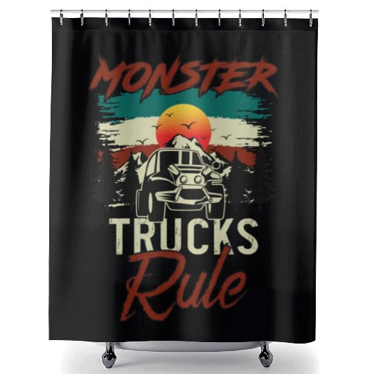 Monster Trucks And Mountain Adventures Shower Curtains