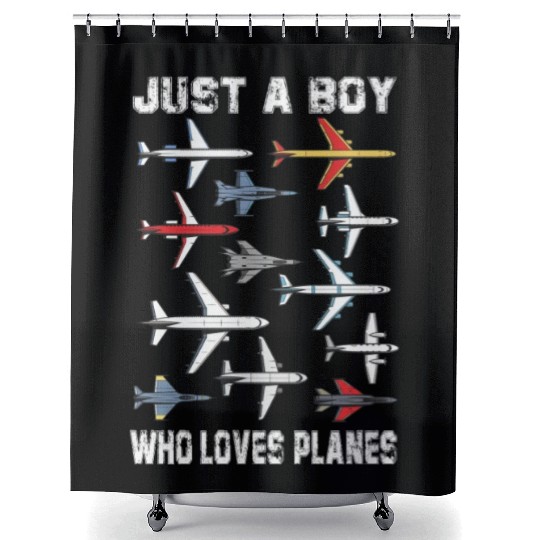 Airplane Just A Boy Who Loves Planes Boys Toddler Shower Curtains