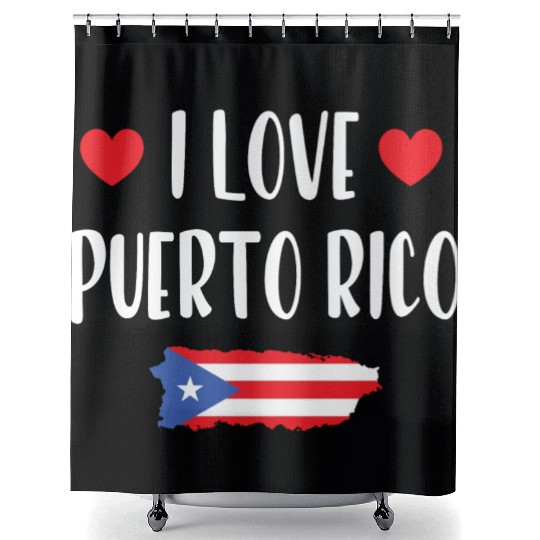 I Love Puerto Rico pride heart Shower Curtains