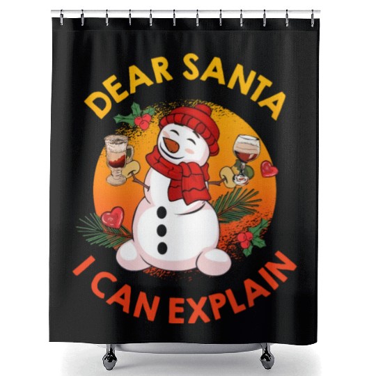 Schneemann Dear Santa I can Explain Funny Shower Curtains