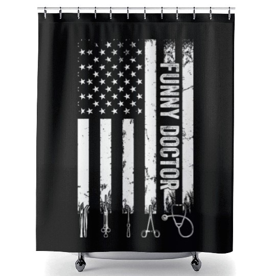 Funny Doctor US Flag - Hospital Doctor Shower Curtains