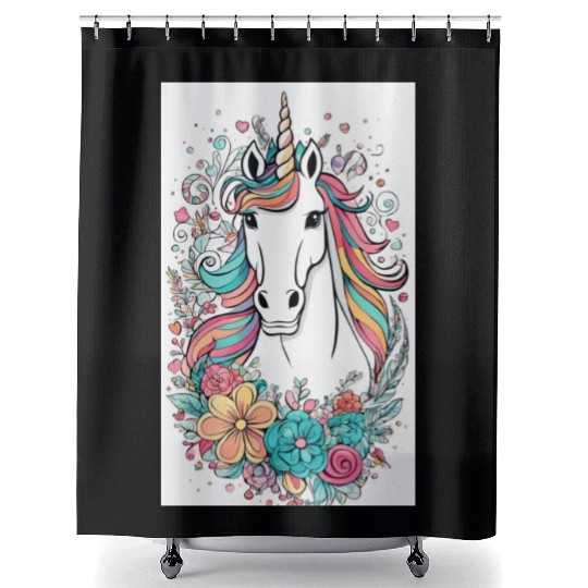 Cute and Magical Unicorn Birthday Gift idea Shower Curtains