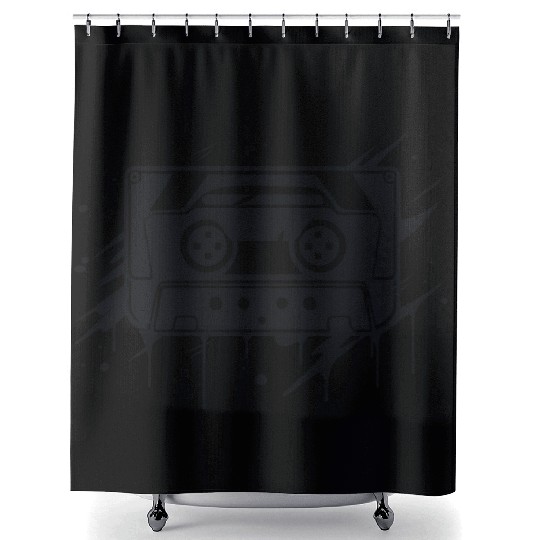 A vintage-inspired illustration of cassette tape Shower Curtains