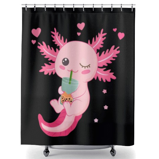 Boba Tea Bubble Tea Milk Tea Axolotl Shower Curtains