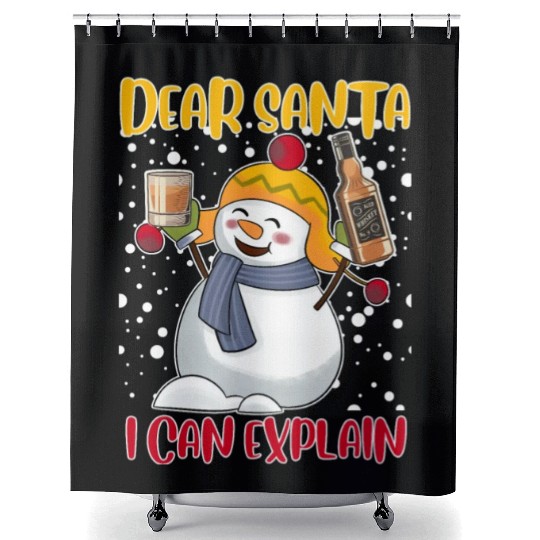 Snowman Dear Santa I can Explain Funny Shower Curtains