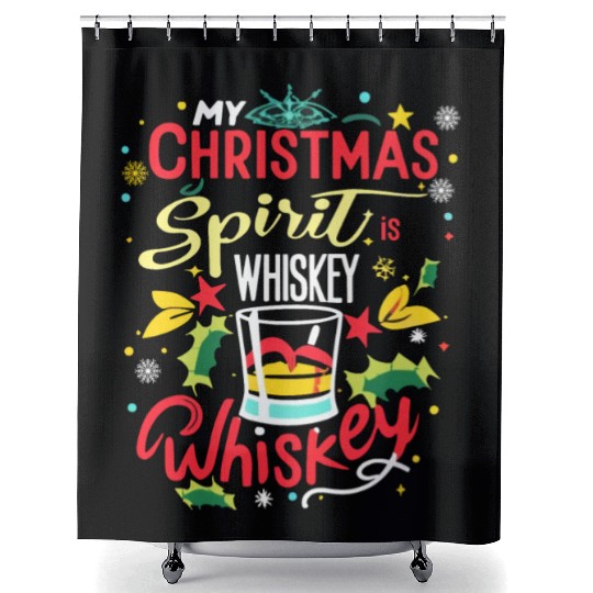 Santa My Christmas Spirit Is Whiskey Whiskey Shower Curtains