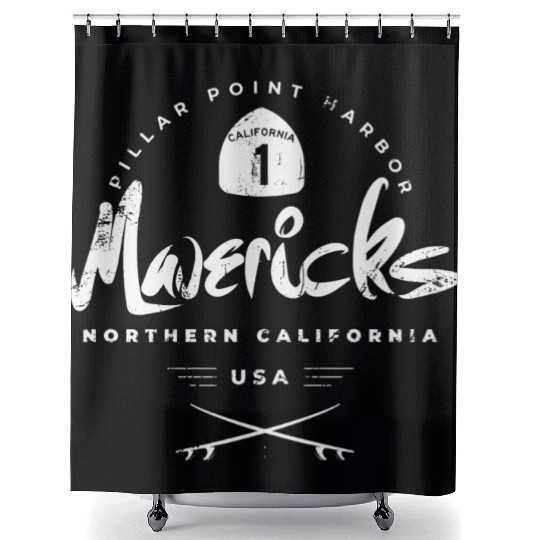 Mavericks Pillar Point California Shower Curtains