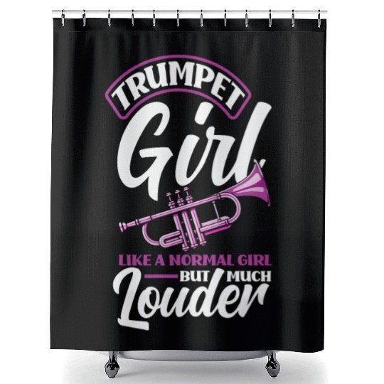 Trumpet Girl Funny Trumpet Player Gift Shower Curtains