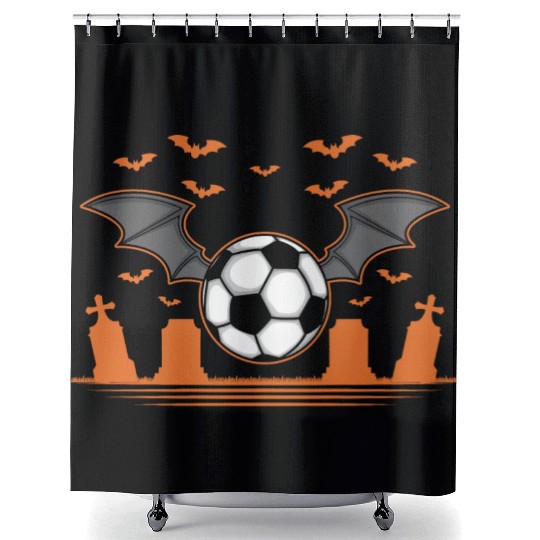 halloween soccer bat Design Shower Curtains