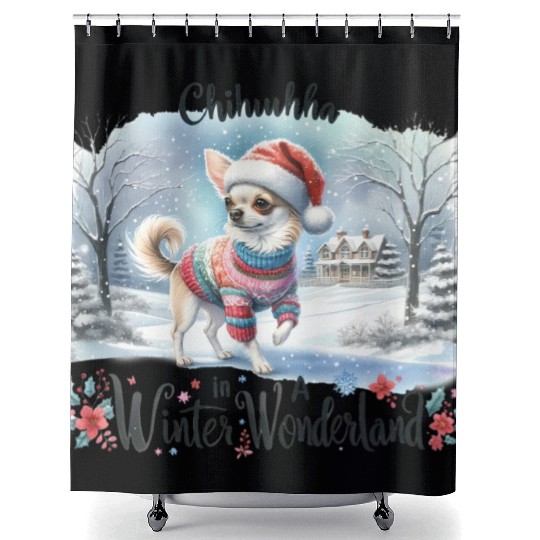 Chihuahua In a Winter Wonderland Shower Curtains