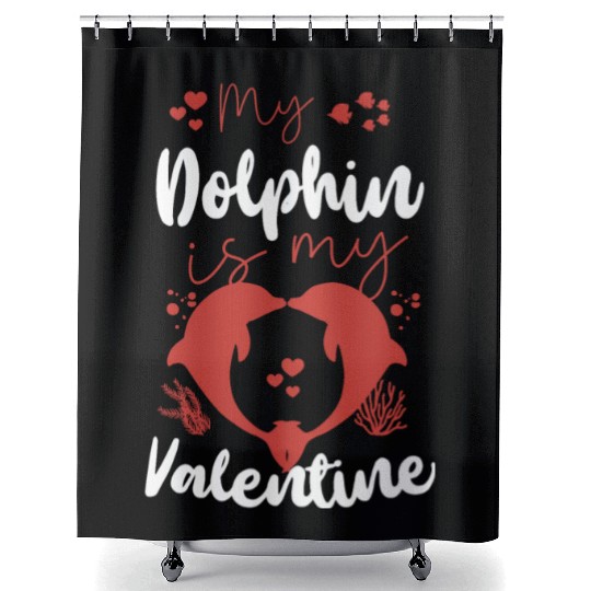Dolphin Valentines Day My Dolphin Shower Curtains