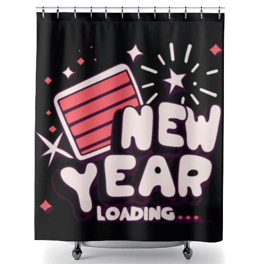 NYE New Year Loading Cheers To Festive New Year's Shower Curtains