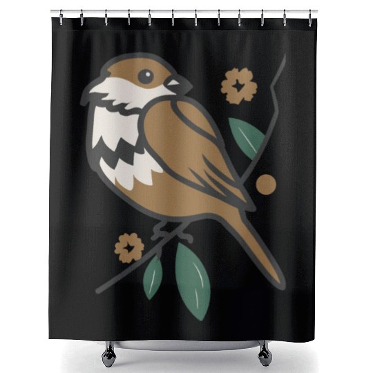 Sparrow Bird On A Branch Shower Curtains