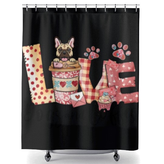 Frenchie Dog Coffee Lover Dog Mom Valentines Day Shower Curtains