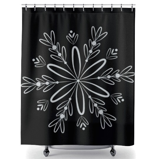 filigree snow crystal blossom in winter Shower Curtains