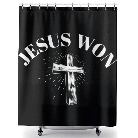 Jesus Won Religious Christian Jesus Holy Cross Shower Curtains