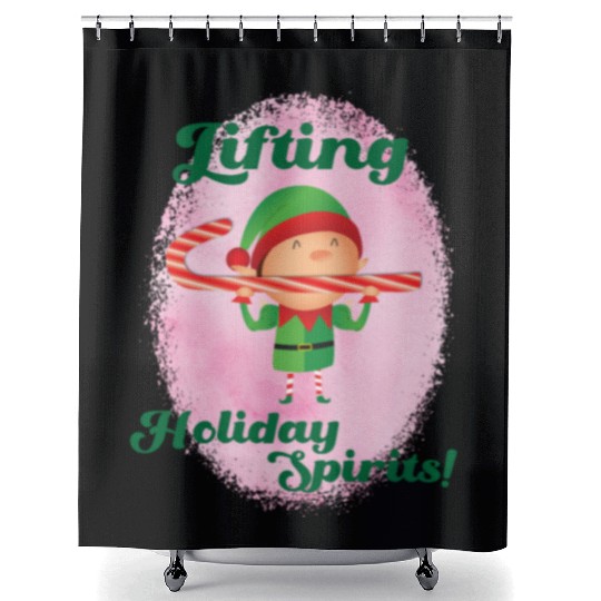 Muscle Elf -Christmas Spirit Workout Shower Curtains