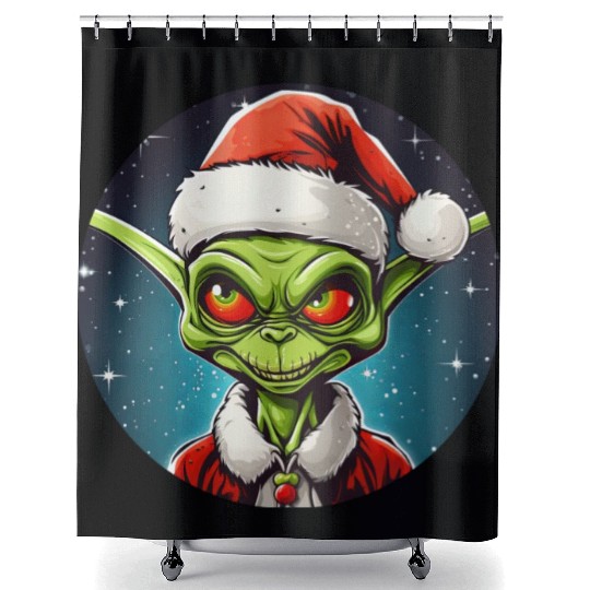 Alien Christmas Shower Curtains