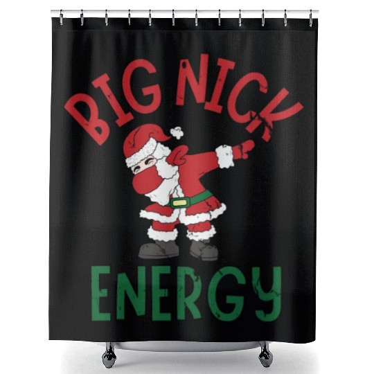 Big Nick Energy Christmas Dabbing Santa Claus Shower Curtains