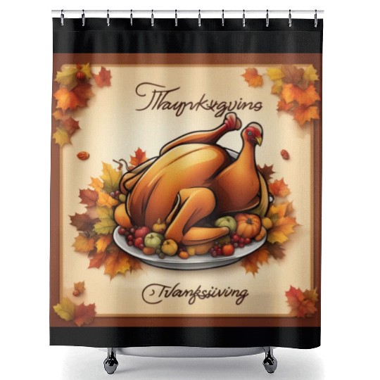 happy thanksgiving Shower Curtains