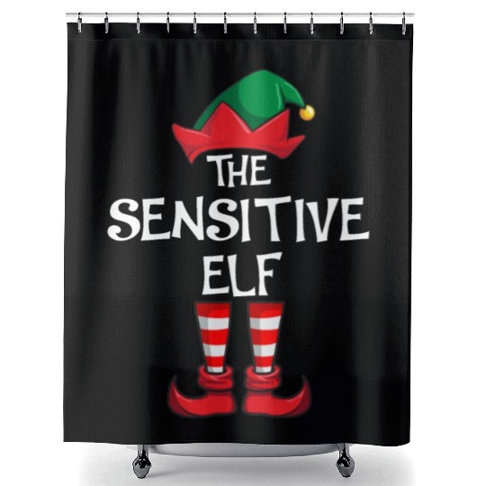 Sensitive Elf Matching Family Christmas Shower Curtains