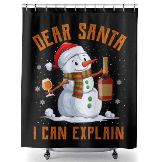 Snowman Dear Santa I can Explain Funny Snow Shower Curtains