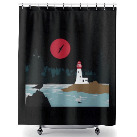 Acadia National Park 80s Maine Mount Island Shower Curtains