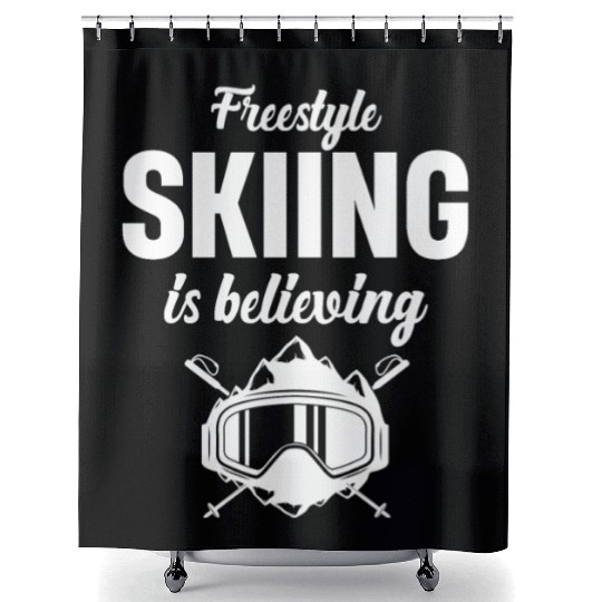 Freestyle Skiing Is Believing Snowboard Shower Curtains