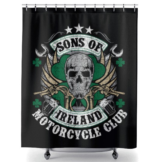 Motorcycle Sons Of Ireland Club Biker Distressed Shower Curtains