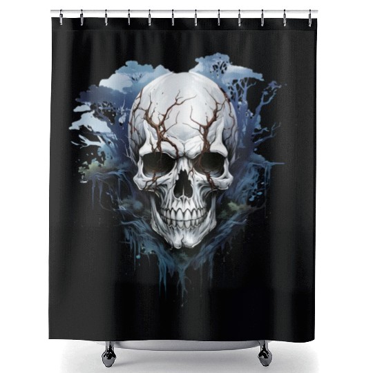 Eternal Night: Haunting Skull Artwork Shower Curtains