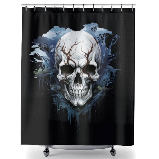 Eternal Night: Haunting Skull Artwork Shower Curtains