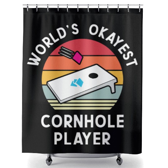 Okayest Cornhole Player Men Women Shower Curtains