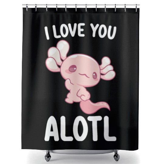 I Love You Alotl Axolotl Valentine's Day Shower Curtains